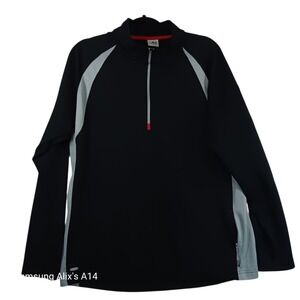 ALO Men's L CoolFit 1/4 Zip Black Pullover Long Sleeve Performance Shirt w/ Pock